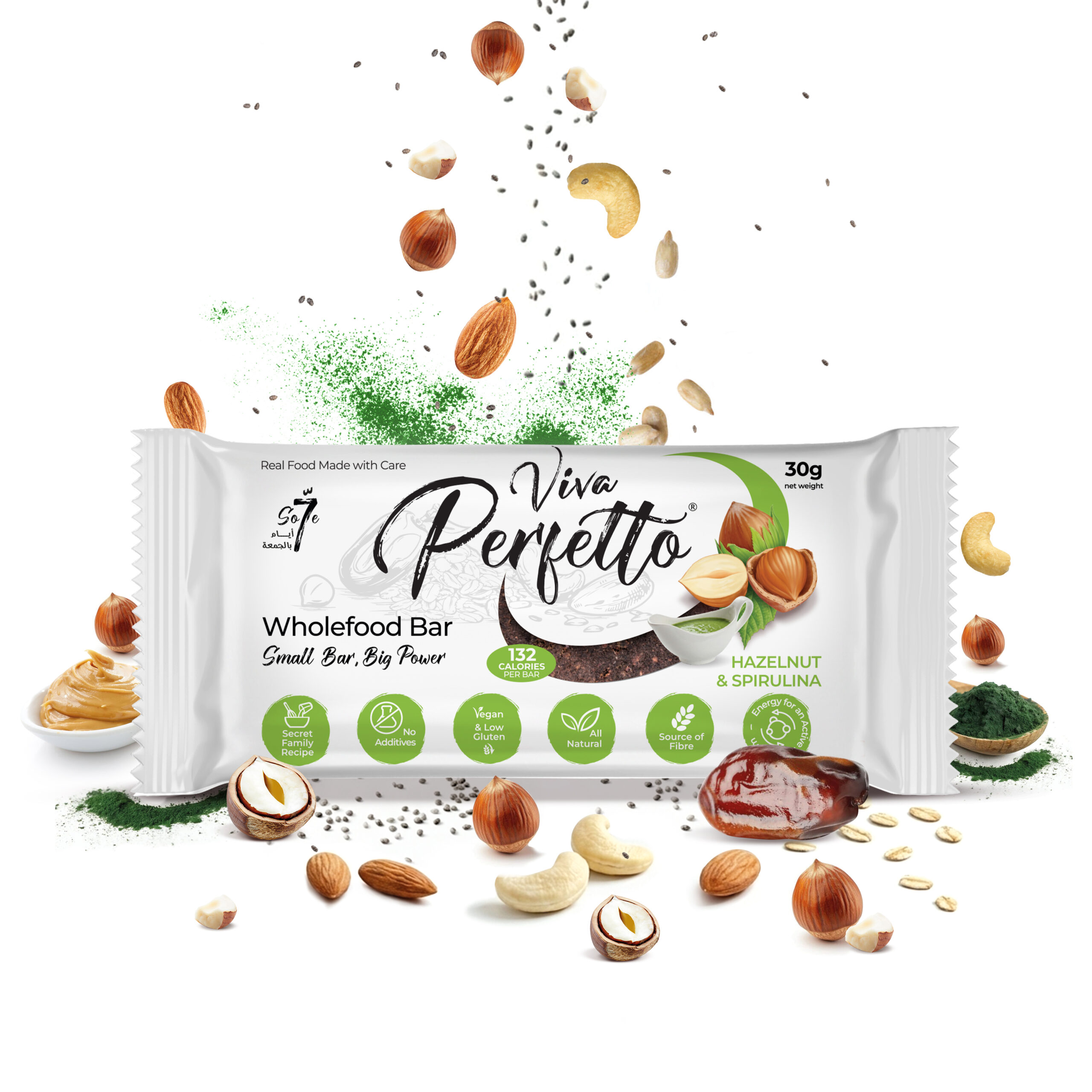 WB hazelnut-LB Hazelnut & Spirulina Wholefood Bar - Image 1